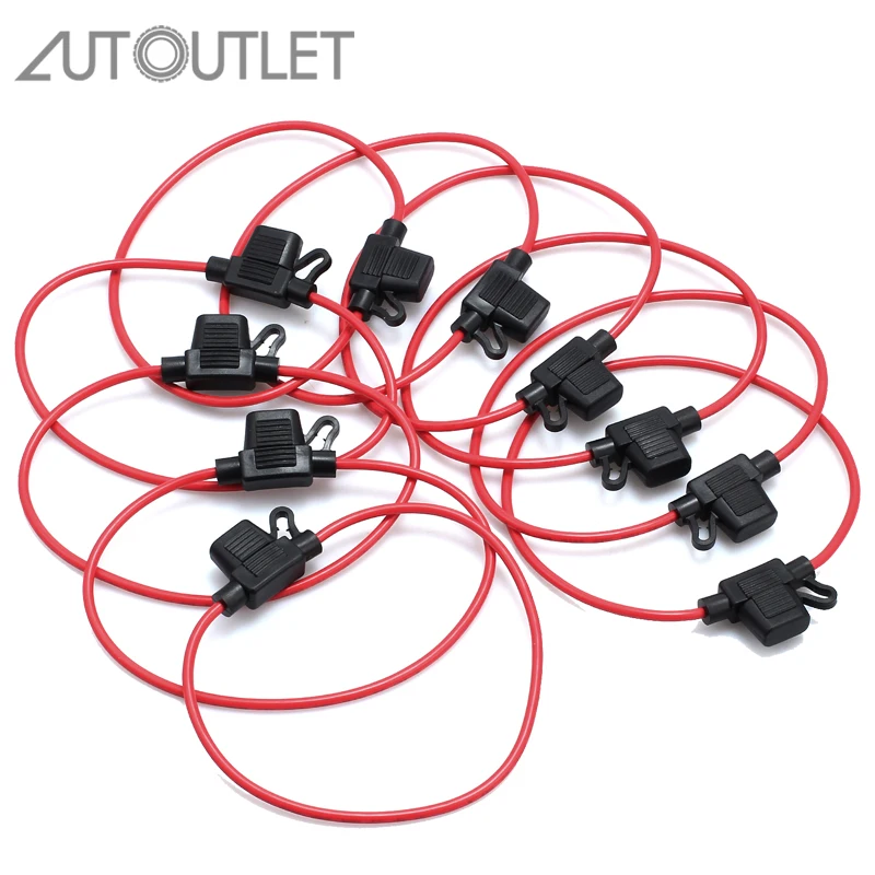 AUTOUTLET 10 Pcs ATM/ATC 14 AWG  Oxygen Free Copper Mini Blade Fuse Holder Splash Proof for 12V 20A Fuses For Car Boat RV