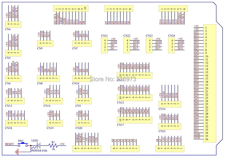 (100 pcs/lot) I/O Extension PCB for MEGA 2560 R3 Board DIY.