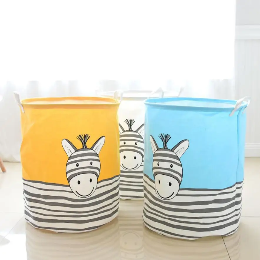 Cartoon Stripe donkey Laundry Hamper folding waterproof Clothes Storage Baskets Home decoration barrel kids toy organizer basket