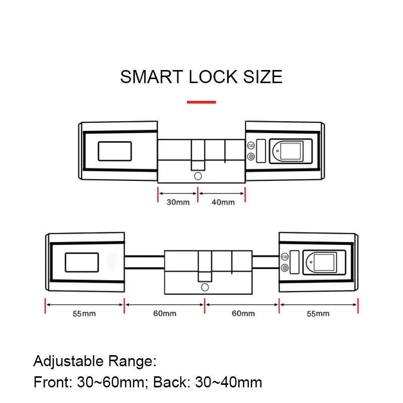 Promotion Free Shipping Remote APP control digital Fingerprint door Lock Cylinder Door Open L5SR-PLUS Fingerprint 20-120MM