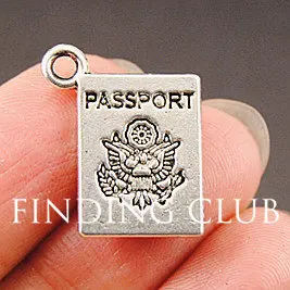 30 pcs  15x18mm  Silver Color PASSPORT Charm  DIY Jewelry Fits for Bracelet Necklace DIY Making  A824