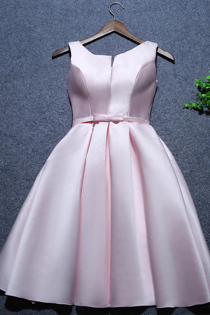 Aboutures-Robe de Demoiselle d'Honneur en Satin Rose pour Fille, Champagne, Courte, Formelle, à Lacets, pour Bal de Promo, Remise de Diplôme