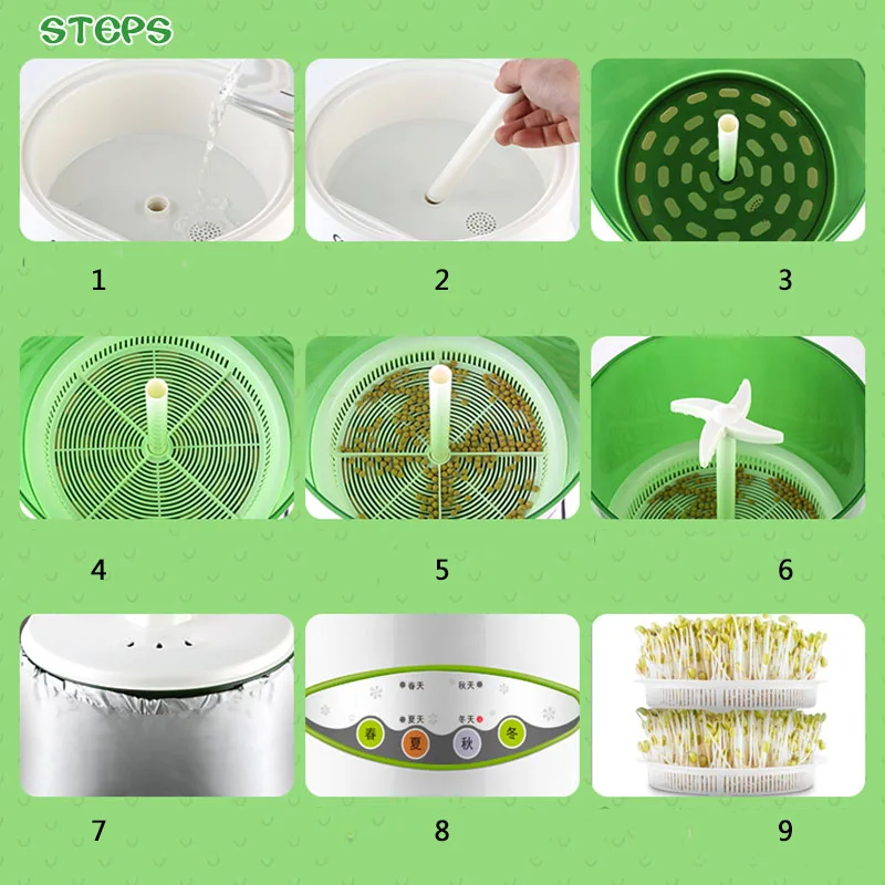 Household Automatic Intelligent Button Three Layers Of Bean Sprouts Machine Large Capacity Bud Plants