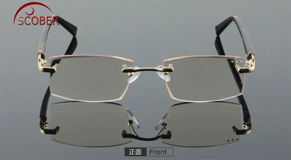 Nomanov-gafas de lectura con corte de diamante para hombre y mujer, anteojos de lectura con gradiente, aleación de titanio 100%, sin montura, Royal Deluxe, + 1 + 1,5 + 2 + 2,5 + 3