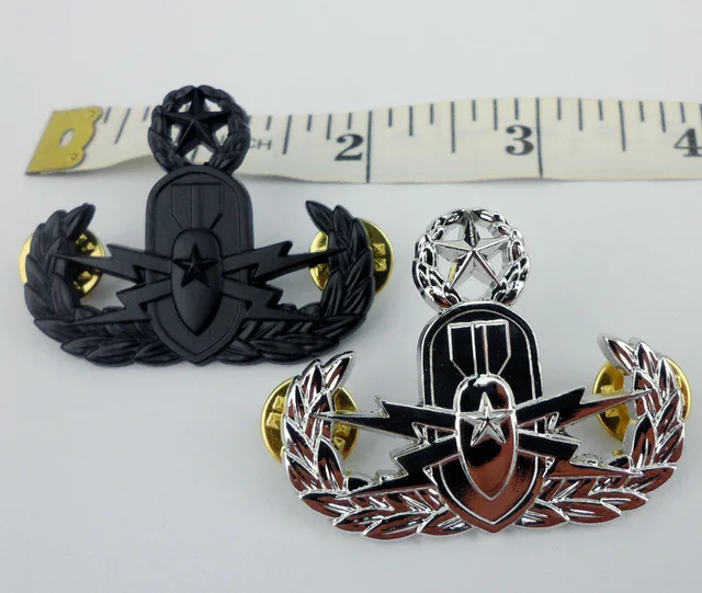 

TWO US NAVY MASTER EXPLOSIVE ORDNANCE DISPOSAL EOD BADGE INSIGNIA PIN