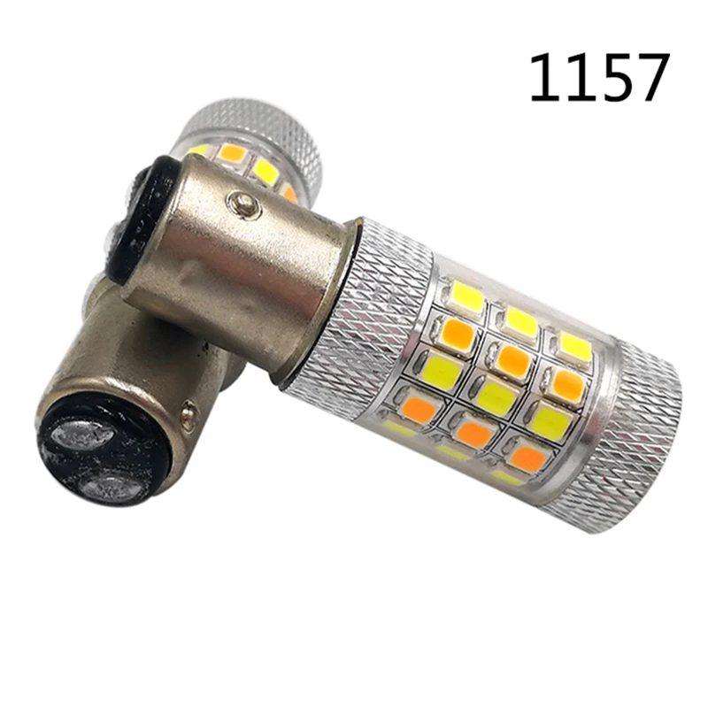 2PCS Leds Bulb T25 3157 7443 White Amber Auto Led DRL Light Dual Color LED Turn Signal Light switchback 42smd 2835 P27 3057 12V