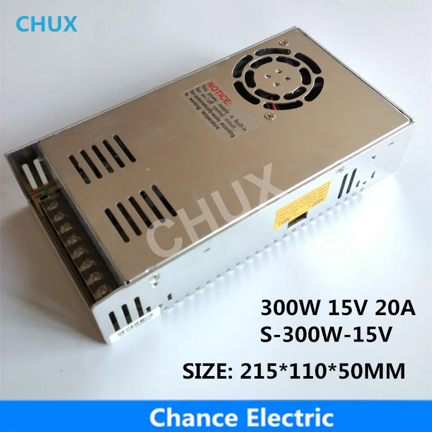 CHUX 300w 15v Switching Power Supply 20a Single Output 220v Input S-300w-15v With Fan Regulate Ac To Dc Led Switch Power