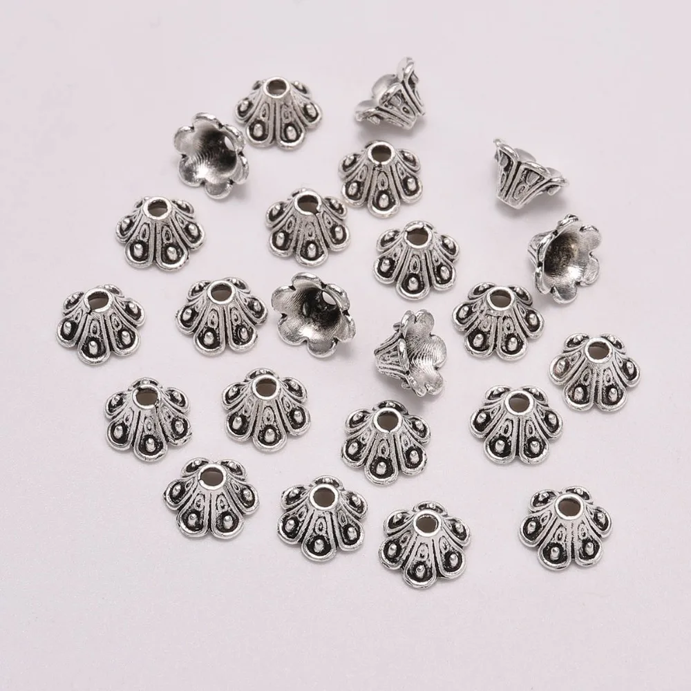 

50pcs/Lot 8mm 6 Petals Tibetan Antique Flower Loose Sparer End Bead Caps Cone For DIY Jewelry Making Findings Earrings