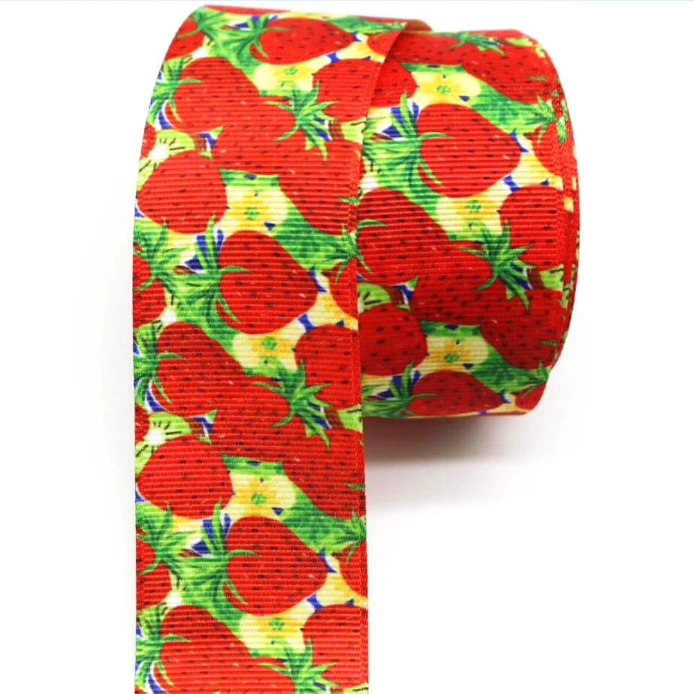 10 Yards 38MM Pineapple/Strawberry/Cherry/fruit Cartoon Ribbon DIY Handmade Material Headdress Cake Grosgrain Tape