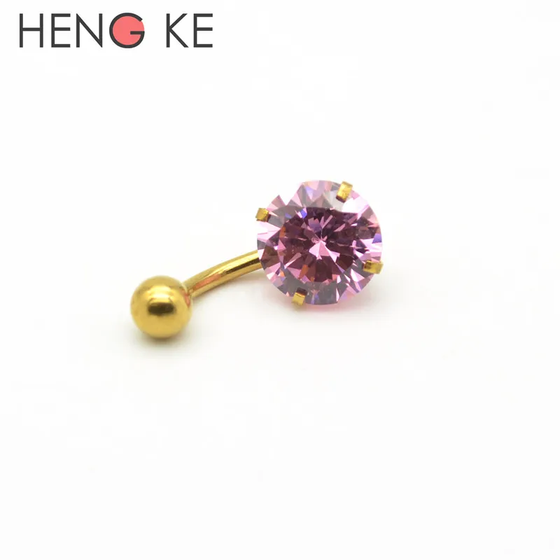 Gold Color Belly Bars Body Piercing Button Ring Crystal RHINESTONE BODY PIERCING CZ Gem 10mm 316L Stainless Steel Clear AB