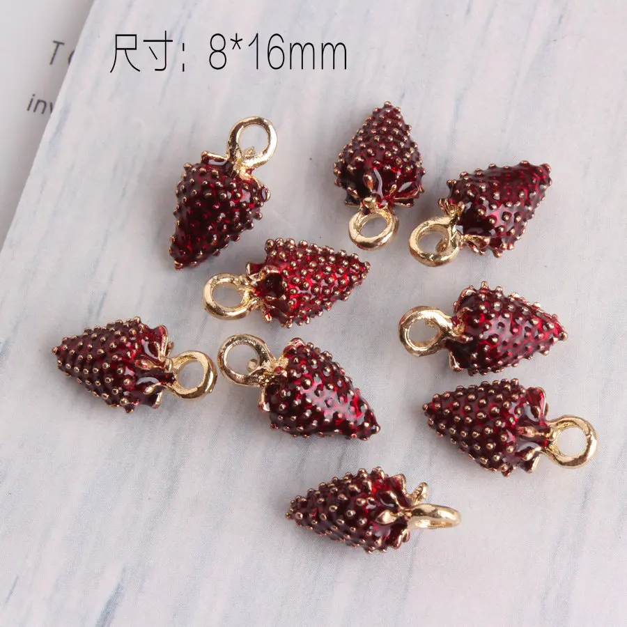 

50PCs Enamel 3D Fruit Strawberry Pendant Charms DIY Jewelry Findings Bracelet Necklace Keyring Earring Charm Wholesale