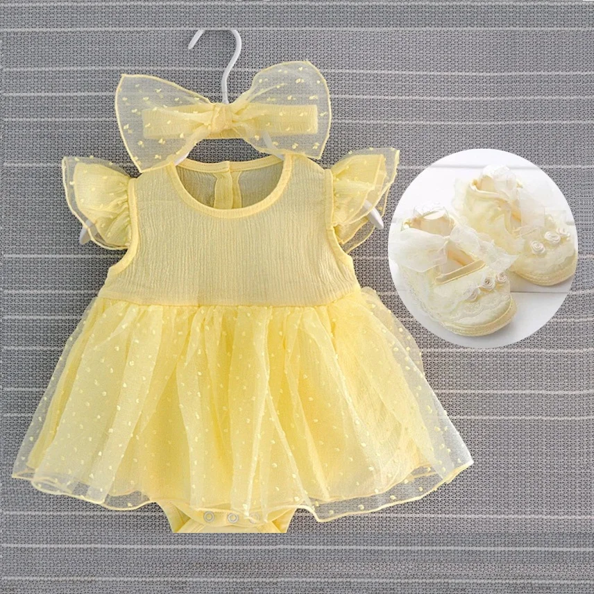 New Born Baby Girl Dresses Baby Baptism Dress 2019 Christening Princess White Yellow Newborn Dress Baby Girl Dresses 3 6 Months