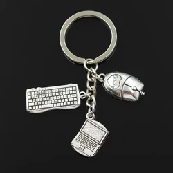 Fashion 30mm Key Chain Keychain Jewelry Silver Color Laptop Computer Keyboard Mouse Pendant