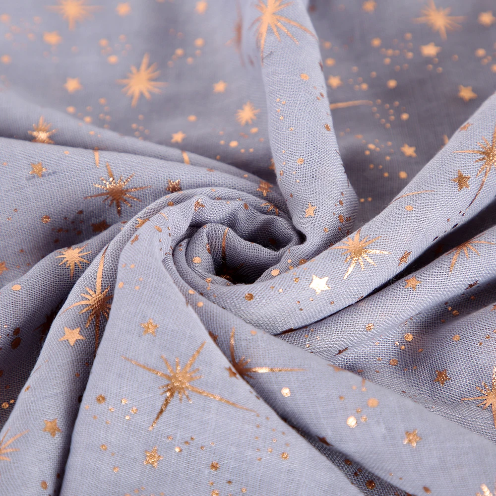 FOXMOTHER-bufanda con estampado de estrellas para mujer, Hijab con purpurina, color rosa, azul marino, otoño e invierno, 2019