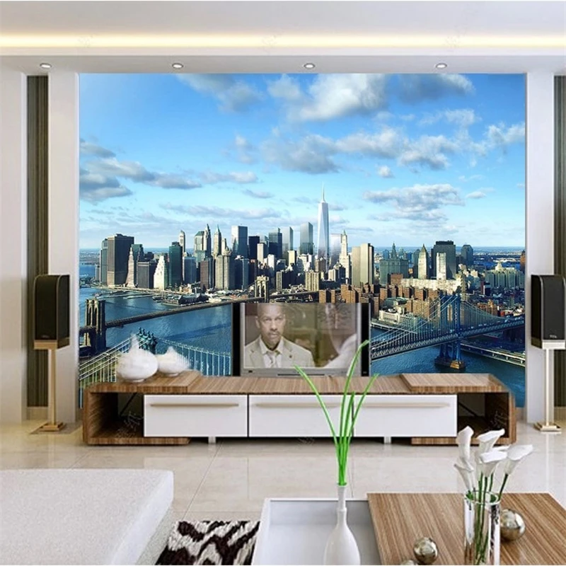 

beibehang 3d photo wallpaper modern architecture New York City World Vision Development mural wall papers home decor 3d flooring