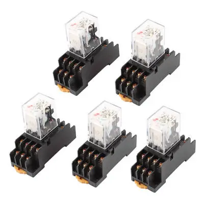 

5Pcs AC110/120V Coil 4PDT 14 Pin Red LED Power Relay w Socket