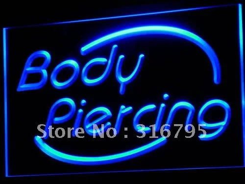 i538 Body Piercing Tattoo Shop Display NEW Light Signs On/Off Switch 20+ Colors 5 Sizes