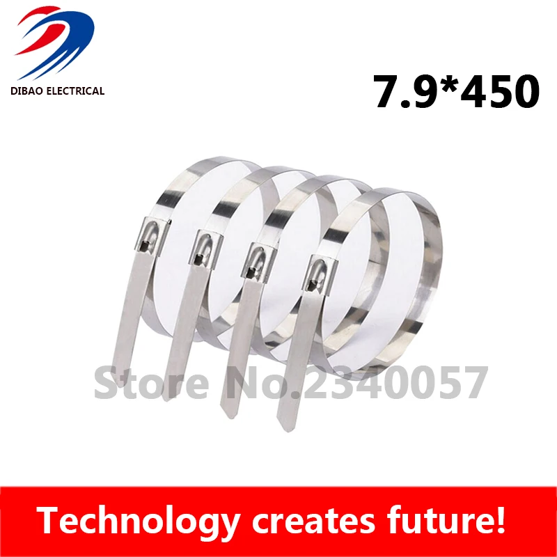 

100pcs 7.9mmx450mm STAINLESS STEEL cable ties self-locking