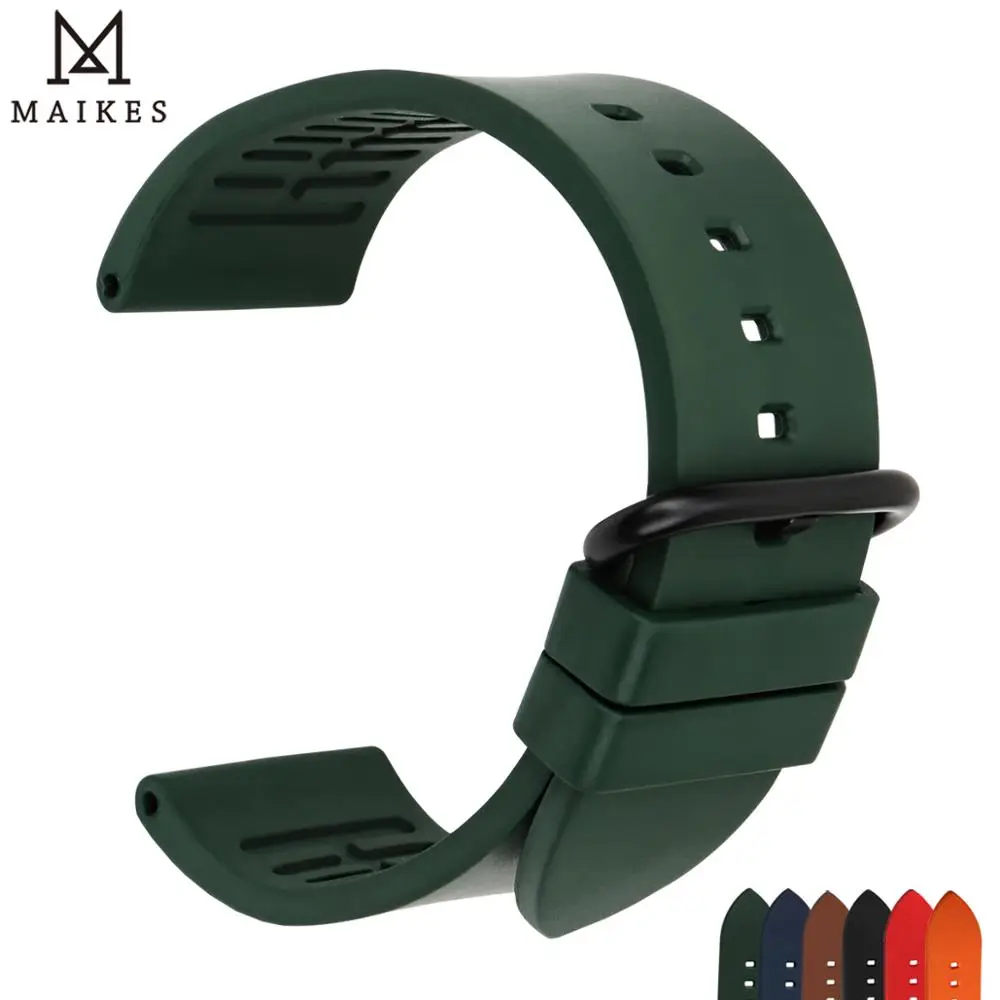 

MAIKES Fashion Watchband 20mm 22mm 24mm Fluoro Rubber Watch Band Watch Accessories Watch Strap For Huawei GT Seiko Citizen Watch