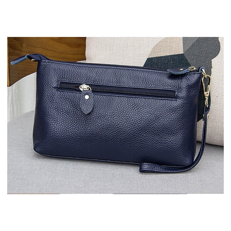 Genuine Leather High Quality Women Messenger Bag Wristlet Day Clutch Bag Female Shoulder Crossbody Bag Ladies Small Clutch Purse