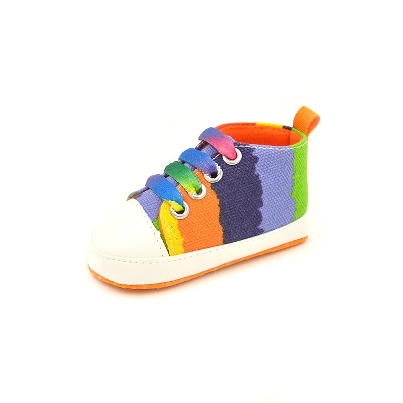 Rainbow Baby Boy Shoes Canvas Newborn First Walkers Anti-Slip Infant Prewalker Children Plimsolls Girl Sport Shoe Boys Sneakers