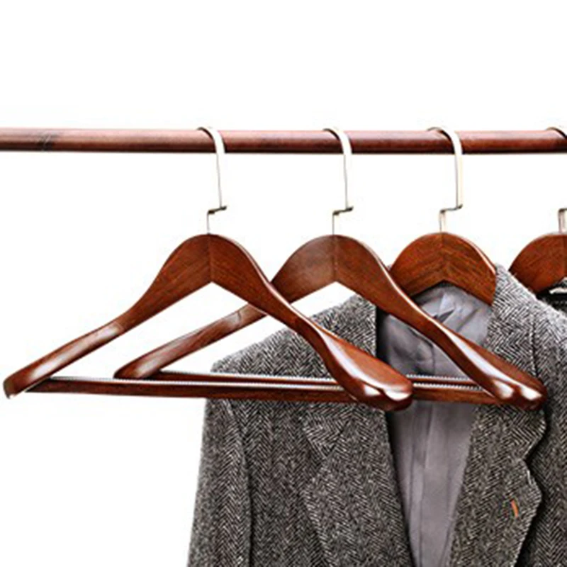 

4 pcs/lot Solid Wood Suit Hangers with Broad Shoulders Quality Wooden Hanger for Coat Pants Household Clothing Hanging