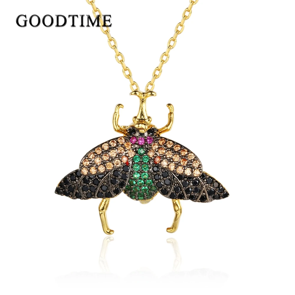 Unique Insect Pendant Necklaces Women Jewelry AAA Zirconia Cartoon Animal Pendant & Necklace with Pin Dual-use Fashion Jewelry