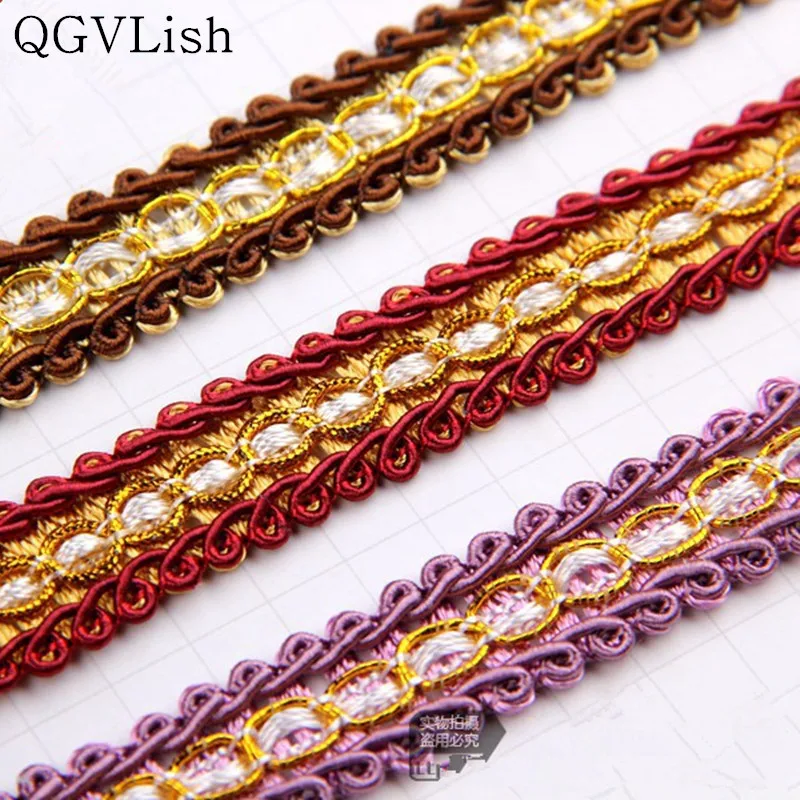 

QGVLish 12M/lot 1.5cm Wide Curtain Lace Accessories Trimming Ribbon DIY Sewing Pillow Sofa Clothes Braid Trims Fabric Edge Decor