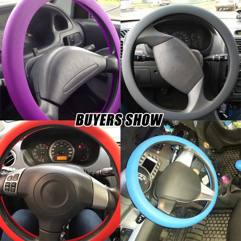 Leather Texture Car Auto Silicone Steering Wheel Glove Cover Soft Multi Color Universal Skin Soft Silicon Steering Wheel Cover