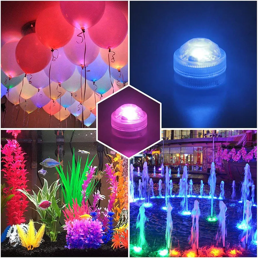 IP68 Waterproof Battery Operated Multi Color Submersible LED Underwater Light for Fish Tank Pond Swimming Pool Wedding Party