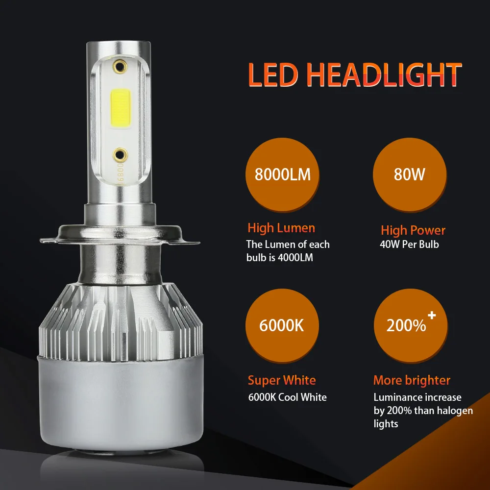 Zdatt H4 Led ışıkları H7 H1 H8 H9 H11 9005 HB3 9006 HB4 Led farlar Canbus 80W 12V 8000LM araba için 6000K 12V sis lambası