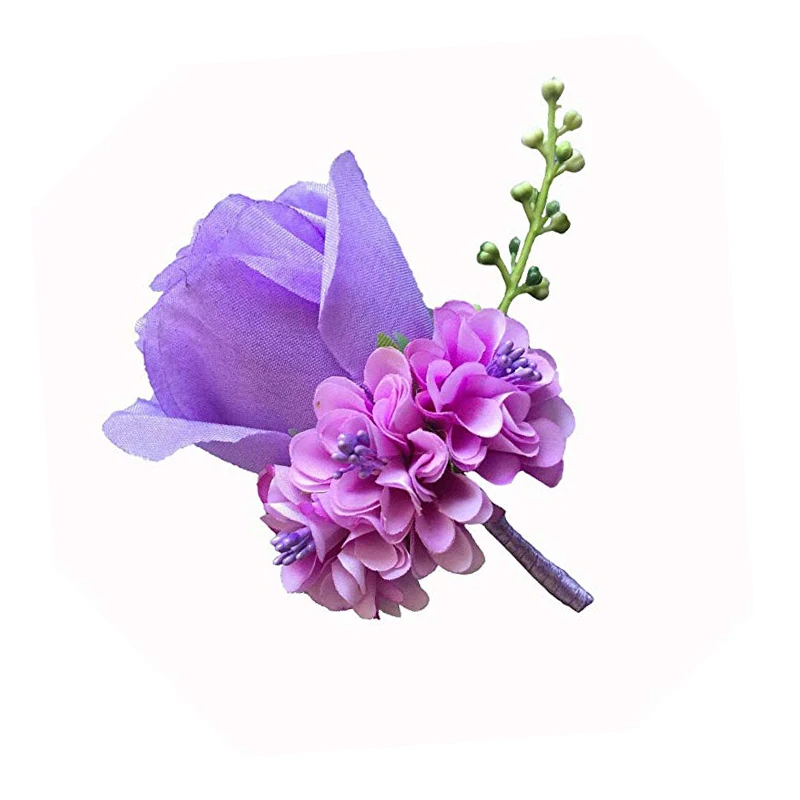 Boda novio Boutonniere romántico para graduación Homme matrimonio Corsages hombre rosas broche alfileres flor Artificial cinta Decoración