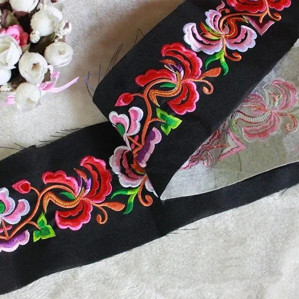 miao embroidery stitch crochet fabric lace trim 9cm dress collar ribbon tape webbing ethnic tribe nepal thai india boho floral