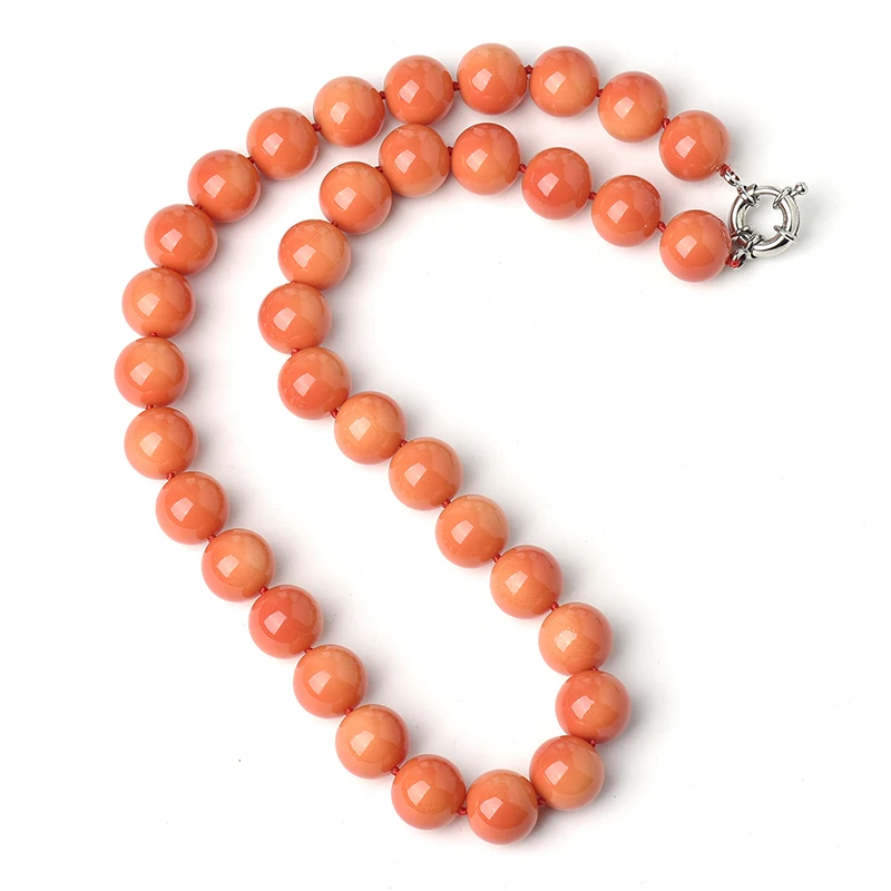 12 MM Full and Bright vivid orange beads Synthesis orange coral Necklace The best Christmas gift for Family