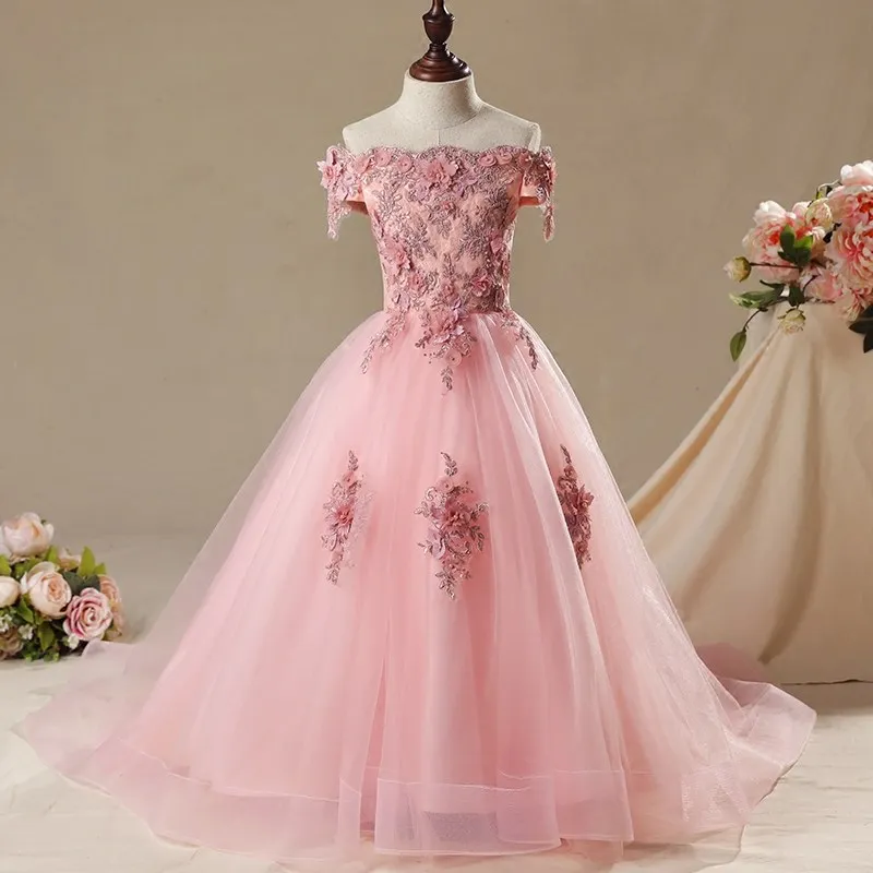 robe-de-princesse-en-dentelle-rose-pour-filles-tenue-elegante-longue-pour-mariage-fete-d'anniversaire-premiere-communion