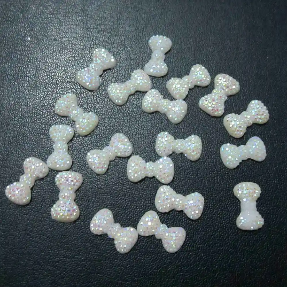 100PCS AB Resin shiny Bow Flatback Rhinestone children scrapbook Wedding applique DIY Ornaments SC25*2