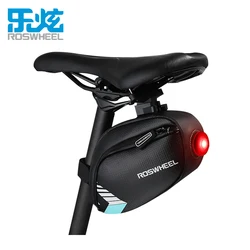 Roswheel Bicycle Saddle Bag With Tail Lamp Light Pocket Waterproof MTB Bike Rear Bags Cycling Rear Seat Tail Bag Accessories