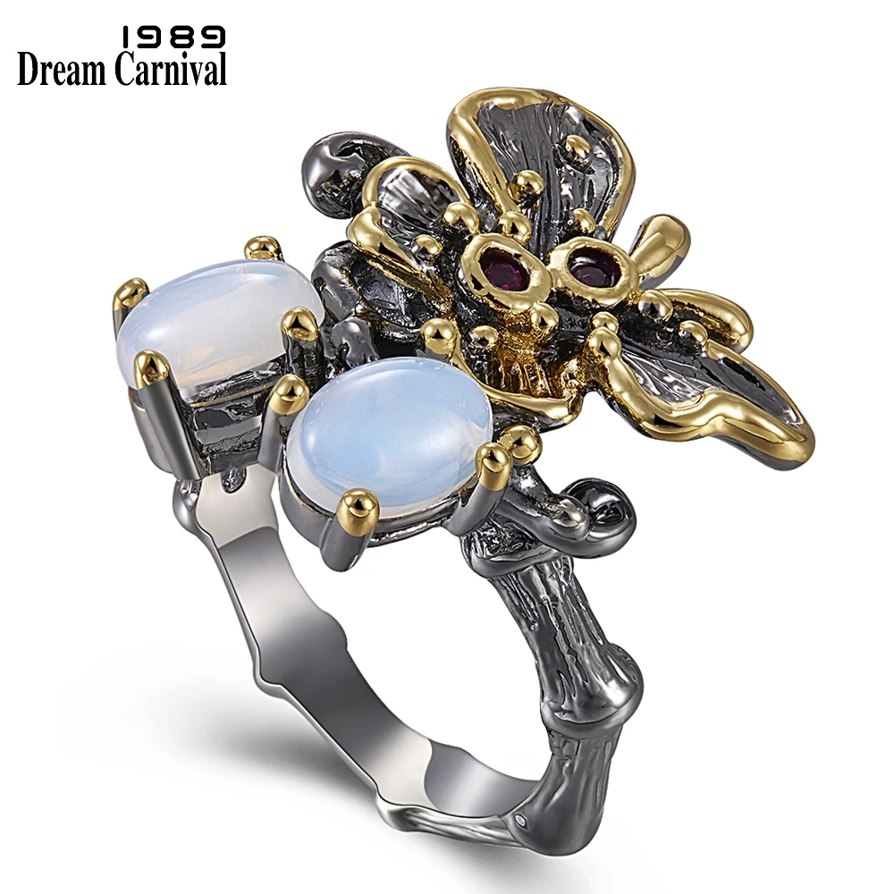 DreamCarnival 1989 Hot Pick Butterfly Antique Ring for Women Gothic Style Wedding Party Ins Love Chic Jewelry of the Day WA11640