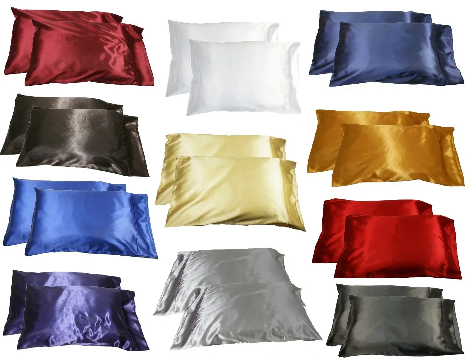 

2pc New Queen/Standard Silk~y Satin Pillow Case Multiple Colors