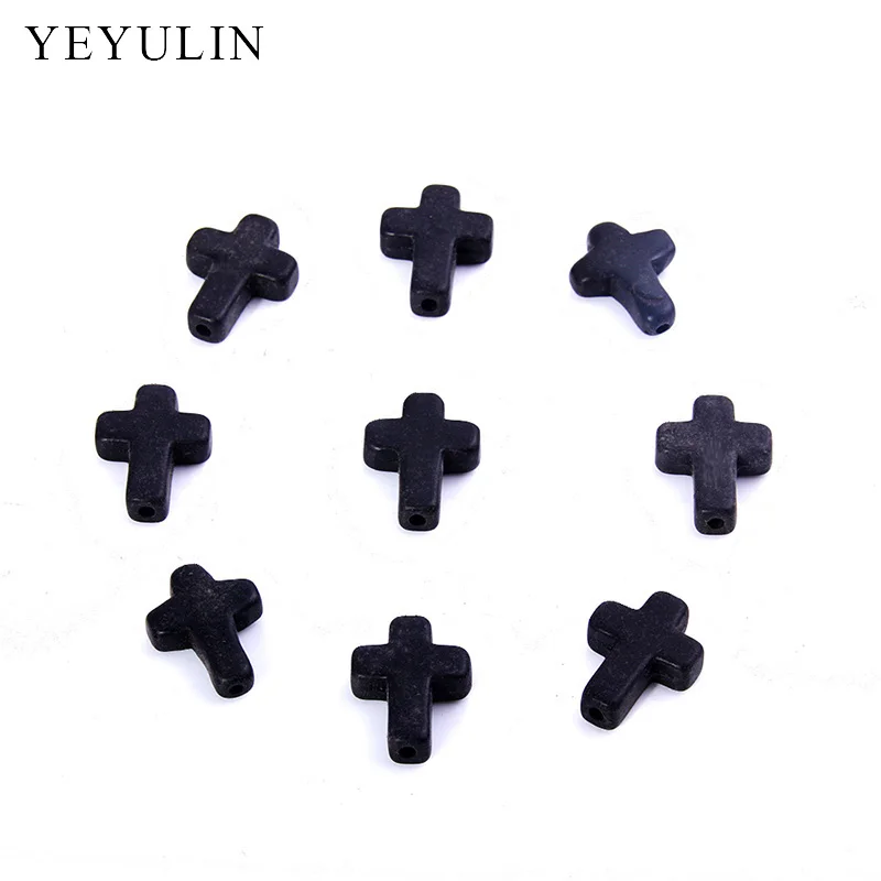 20pcs Colorful Natural Stone Cross Pendant Charms For Woman Necklace Bracelet DIY Jewelry Making 1.5*1.1cm