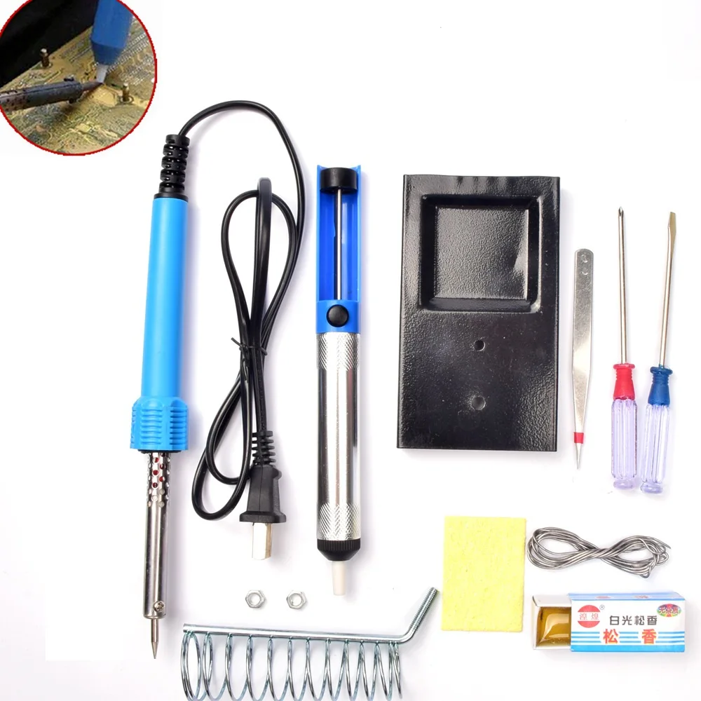 

1set 9in1 220V 60W Soldering Iron Desoldering Welding Pump Tin Electronics Tool