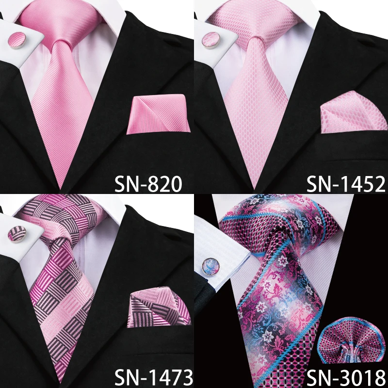 Hi-Tie corbata de seda para hombres, corbata de boda Floral Rosa melocotón, pañuelo de lujo, gemelos de diseño de moda, negocios