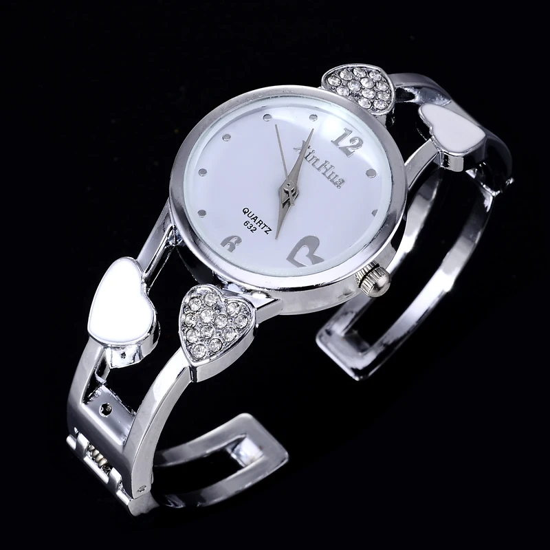 heart shaped bracelet watch women watches luxury rhinestone women\'s watches ladies watch steel clock zegarek damski reloj mujer