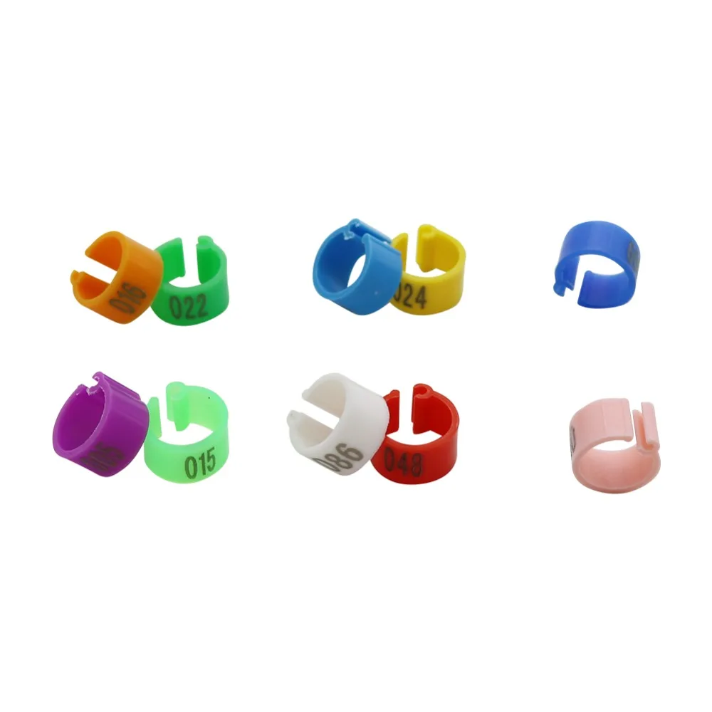 1000 Pcs No.001-100 di Clip Uccello Anello di 8 millimetri di Plastica Digitale Margine di Profitto Pappagallo Piccioni 10 Colori Marcatura Anello