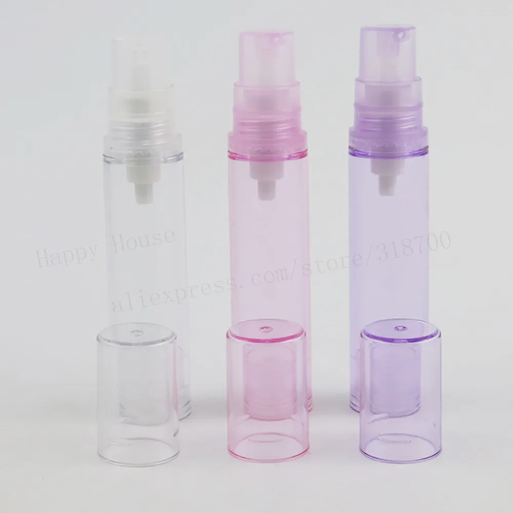30 ชิ้น 10 มิลลิลิตรใสสีชมพูสีม่วงพลาสติกปั๊มโลชั่นสุญญากาศขวดรีฟิล 1/3OZ สุญญากาศอุปกรณ์อาบน้ำครีมทามือบนใบหน้าคอนเทนเนอร์