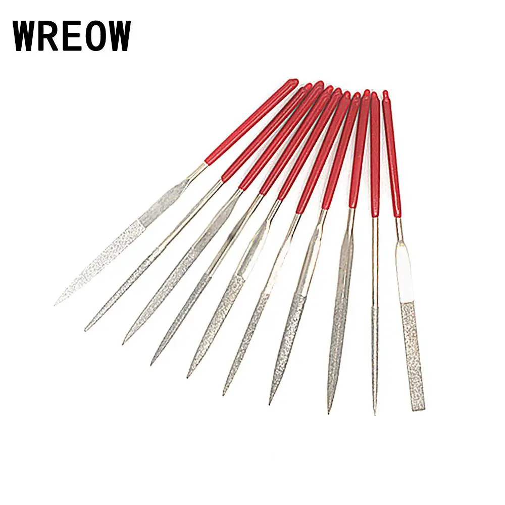 New Mini 10Pcs 3x140mm Diamond Needle File Handy Tools Coated Riffler Set Jewelry Crafts Glass Gem Stone Cutting Repair Tools