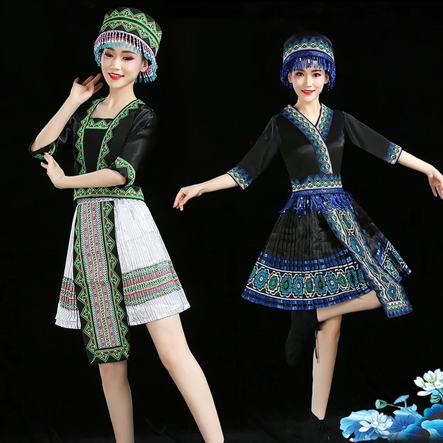 Hmong Clothes Design Women Chinese Traditional Folk Dance Costumes Modern Hmong Clothes Thnic Stage Dance Wear Aa4590 Chinese Folk Dance AliExpress