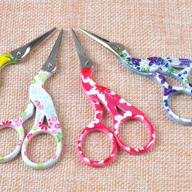 flower Sewing Scissors Heron Egret Scissors Steel Vintage Tailor Scissors For Fabric Craft Household 4.2x9.1cm cp1729