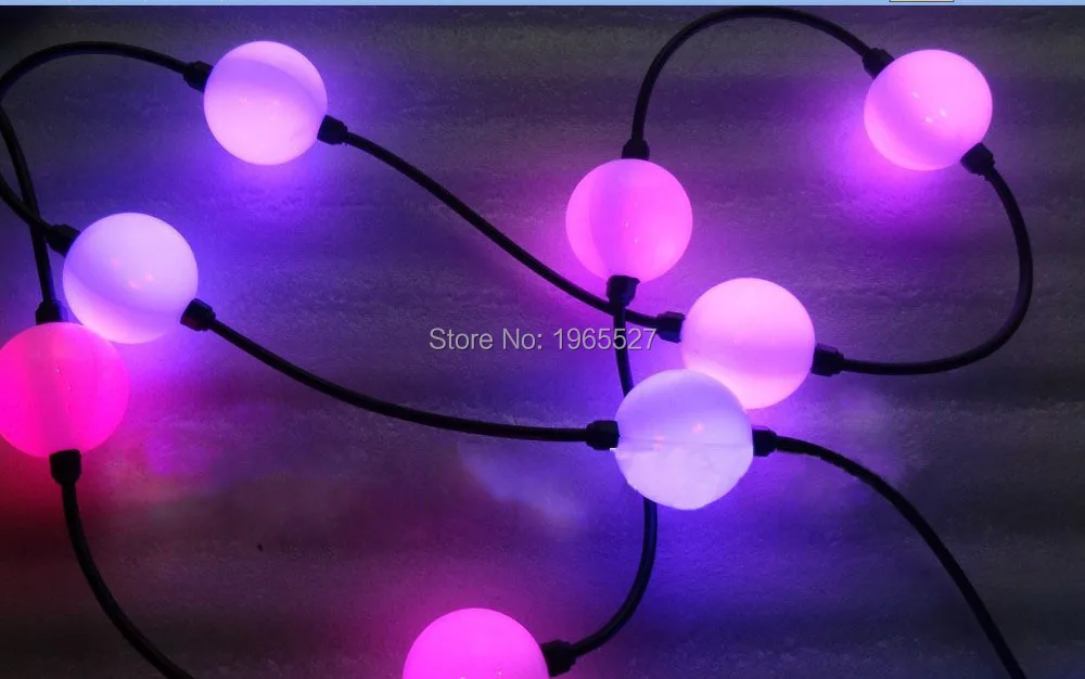 

DC24V 35mm UCS1903 full color milky ball;waterproof IP67;1.44W;double side with 3pcs 5050 leds each side led pixel ball 3D