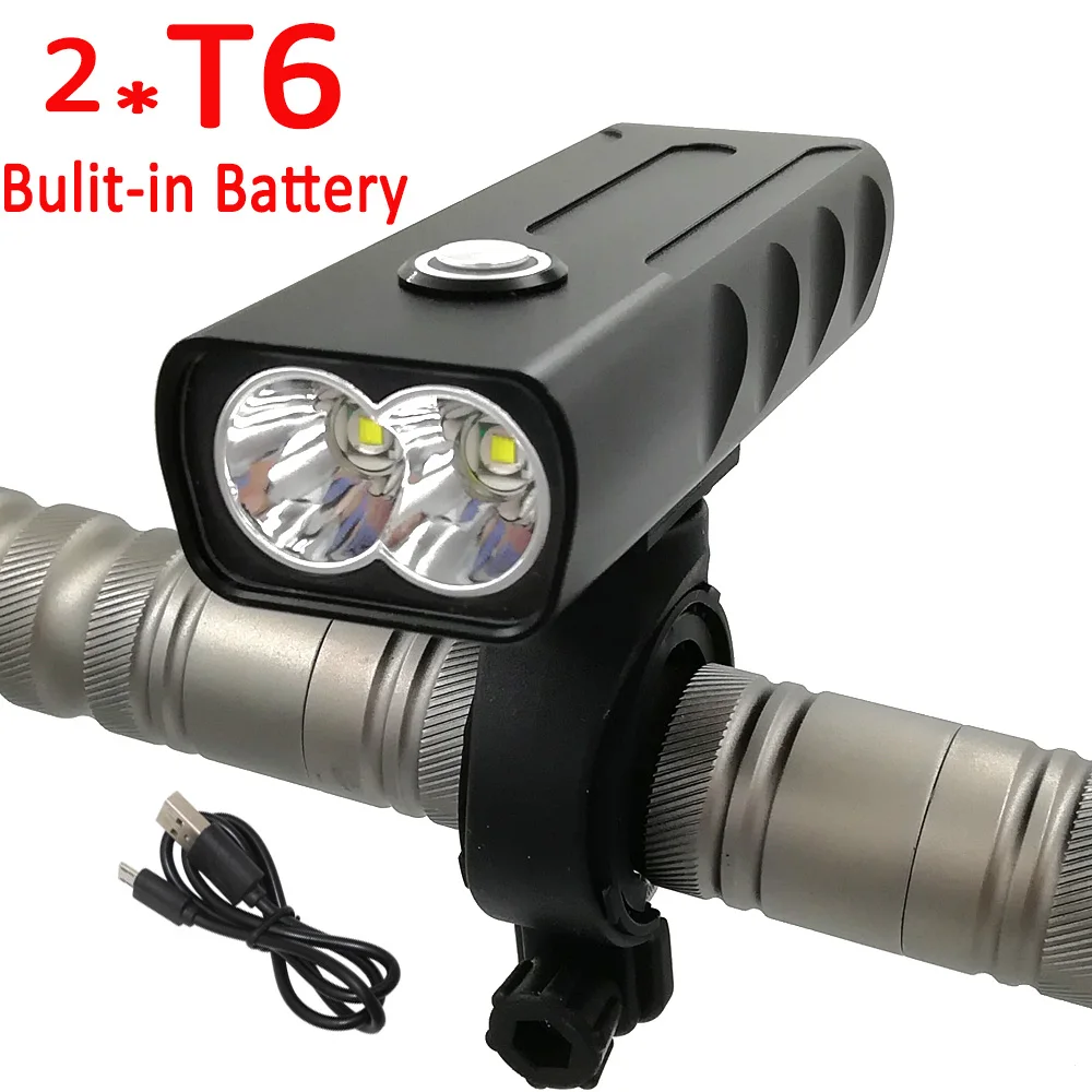 USB Rechargeable Bike Light 2500LM XML T6 LED Bicycle Light 18650 Built-in Battery Front Cycling Flashlight For outdoor night